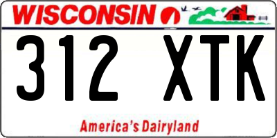 WI license plate 312XTK