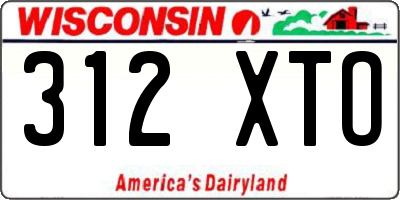 WI license plate 312XTO