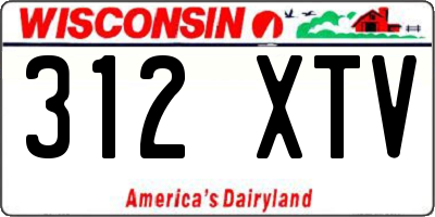 WI license plate 312XTV