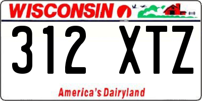 WI license plate 312XTZ