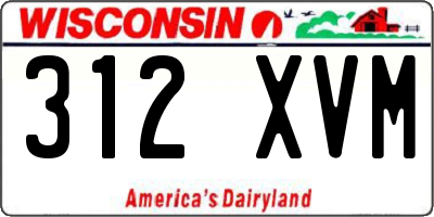 WI license plate 312XVM