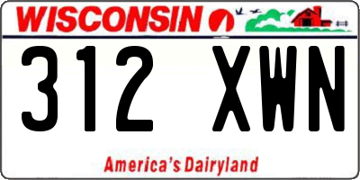 WI license plate 312XWN