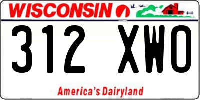 WI license plate 312XWO