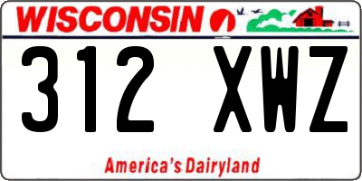 WI license plate 312XWZ