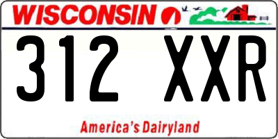 WI license plate 312XXR