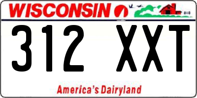 WI license plate 312XXT