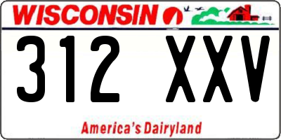 WI license plate 312XXV