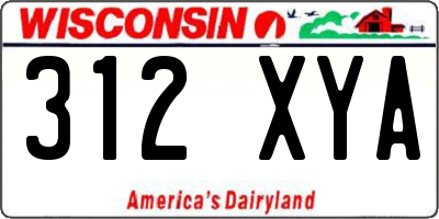 WI license plate 312XYA
