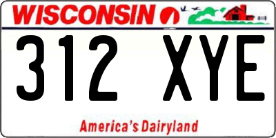 WI license plate 312XYE