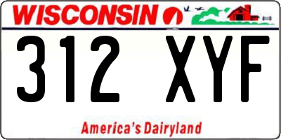 WI license plate 312XYF