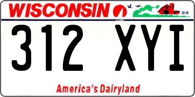 WI license plate 312XYI