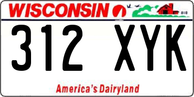 WI license plate 312XYK