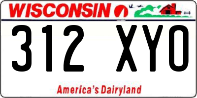 WI license plate 312XYO