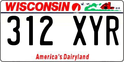 WI license plate 312XYR