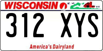 WI license plate 312XYS