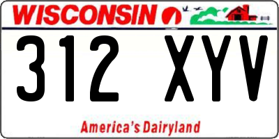 WI license plate 312XYV