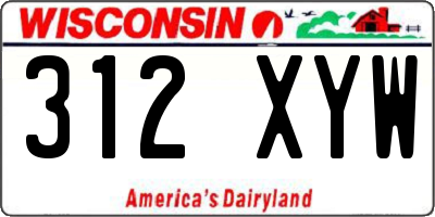 WI license plate 312XYW