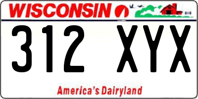 WI license plate 312XYX