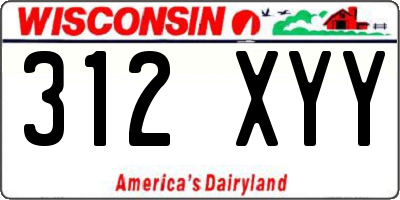 WI license plate 312XYY