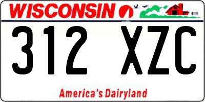 WI license plate 312XZC