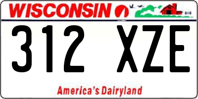 WI license plate 312XZE