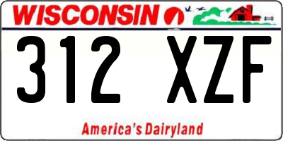 WI license plate 312XZF