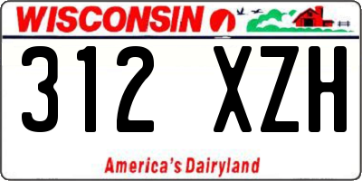 WI license plate 312XZH