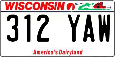 WI license plate 312YAW