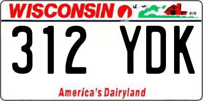 WI license plate 312YDK