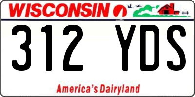 WI license plate 312YDS