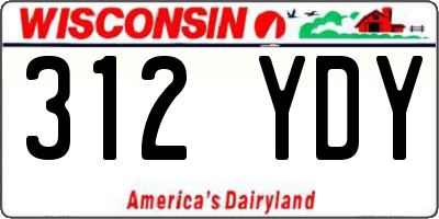 WI license plate 312YDY