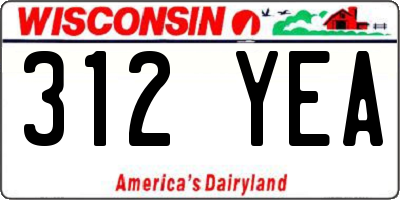 WI license plate 312YEA