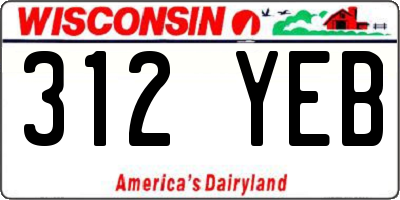 WI license plate 312YEB