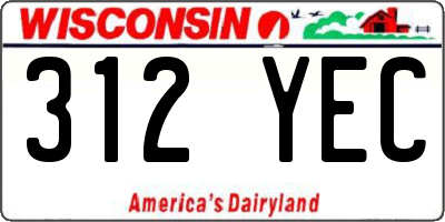 WI license plate 312YEC