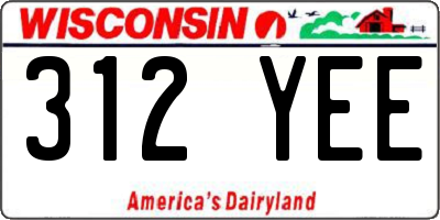 WI license plate 312YEE
