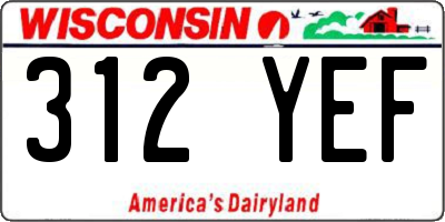 WI license plate 312YEF