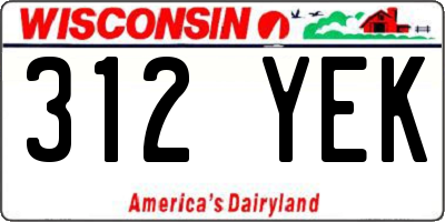 WI license plate 312YEK