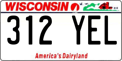 WI license plate 312YEL