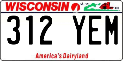 WI license plate 312YEM