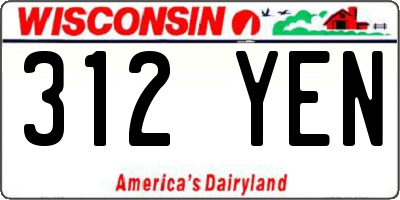 WI license plate 312YEN
