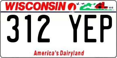 WI license plate 312YEP