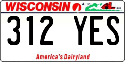 WI license plate 312YES