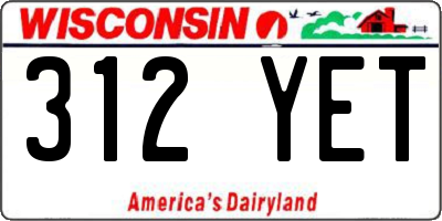 WI license plate 312YET