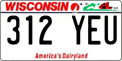 WI license plate 312YEU