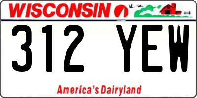 WI license plate 312YEW