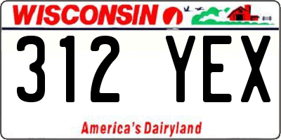 WI license plate 312YEX