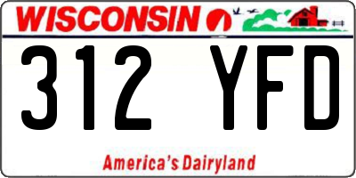 WI license plate 312YFD