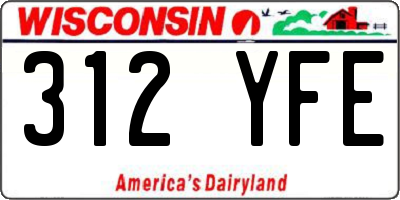 WI license plate 312YFE