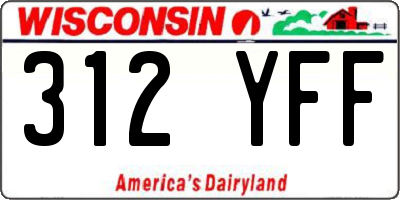 WI license plate 312YFF