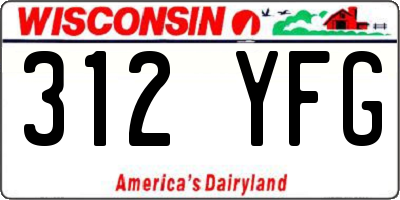 WI license plate 312YFG